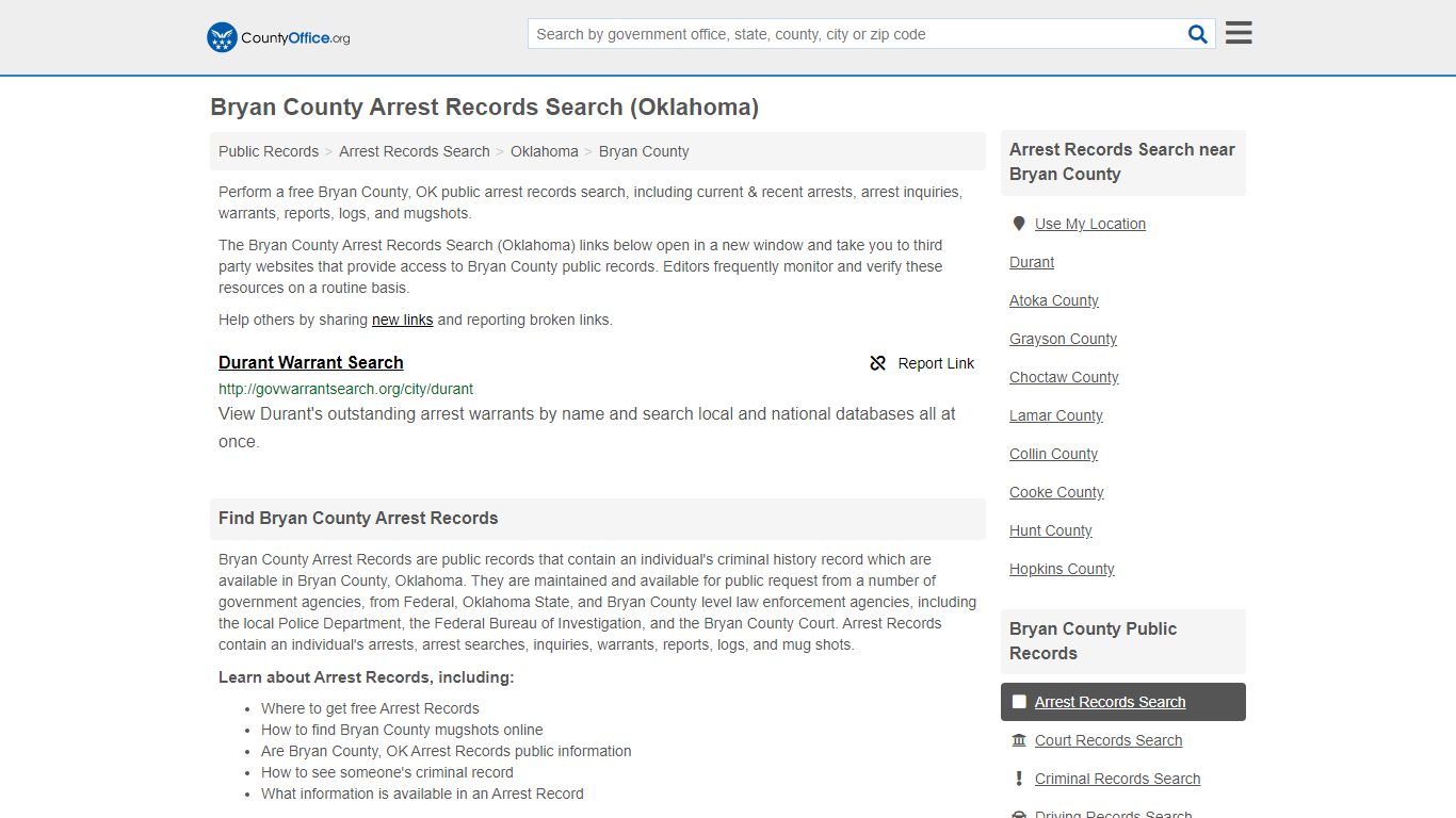 Arrest Records Search - Bryan County, OK (Arrests & Mugshots)