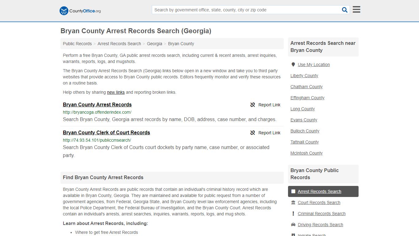 Arrest Records Search - Bryan County, GA (Arrests & Mugshots)