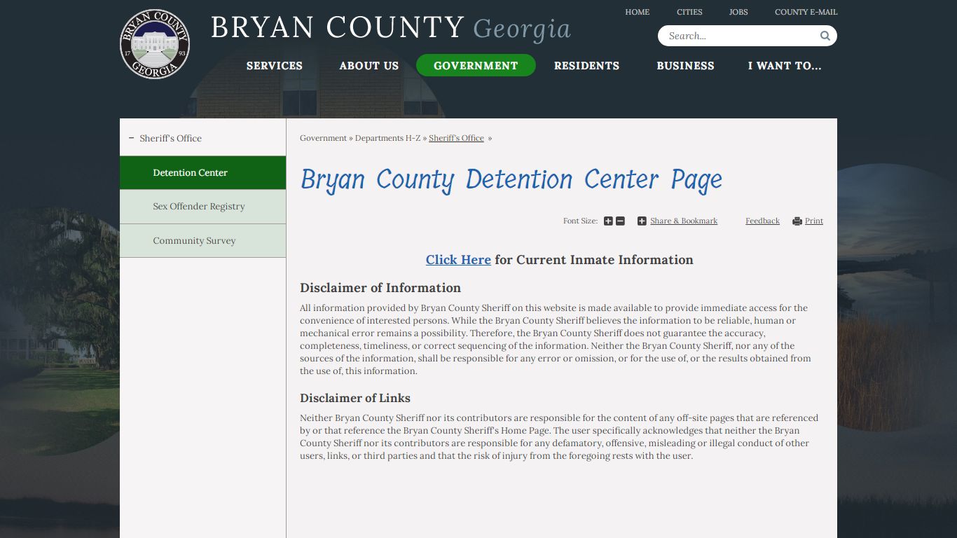 Bryan County Detention Center Page | Bryan County